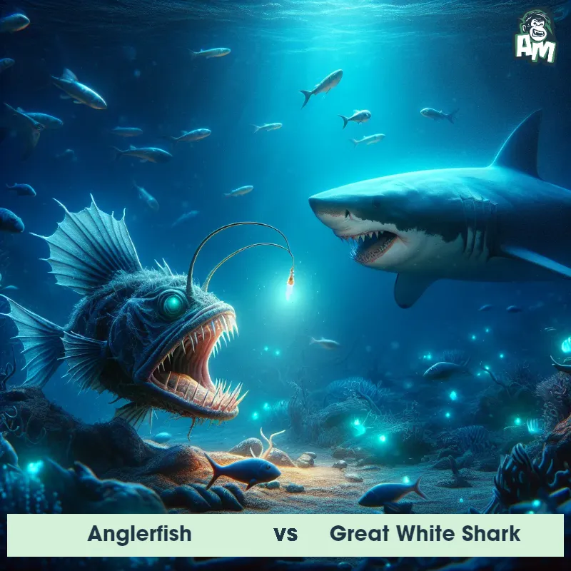 Anglerfish vs Great White Shark, Fight, Anglerfish On The Offense - Animal Matchup