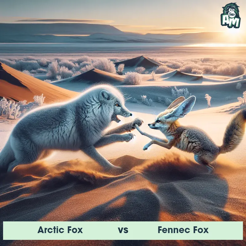 Arctic Fox vs Fennec Fox, Wrestling, Fennec Fox On The Offense - Animal Matchup