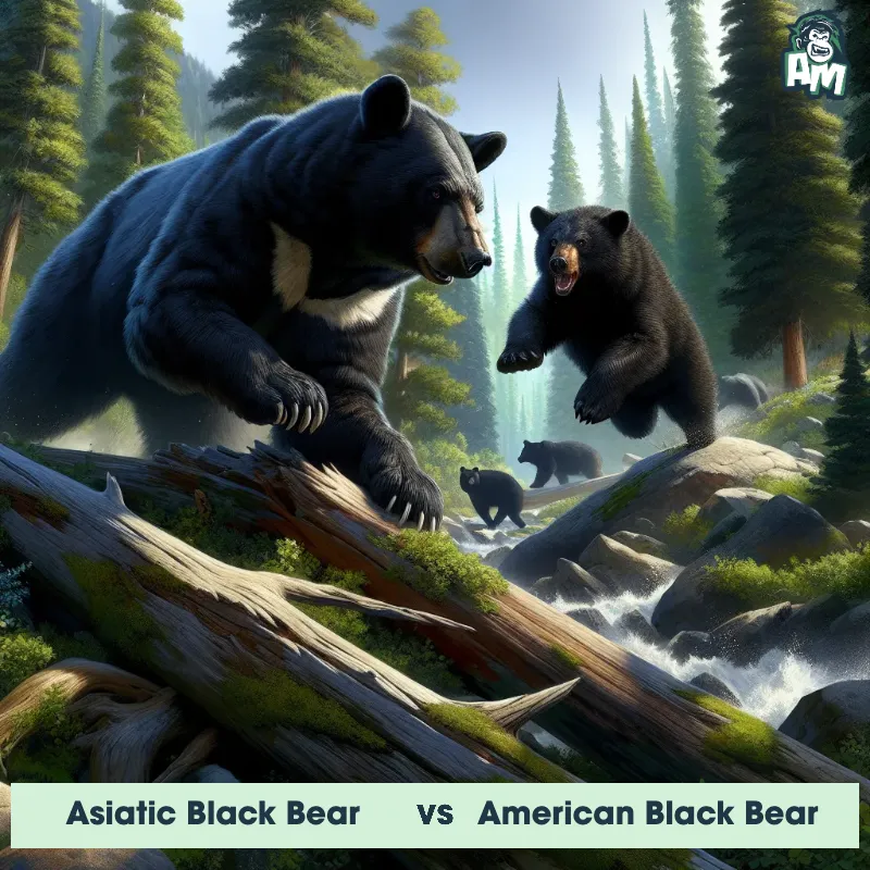 Asiatic Black Bear vs American Black Bear, Chase, Asiatic Black Bear On The Offense - Animal Matchup