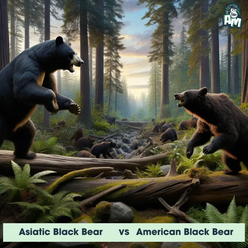 Asiatic Black Bear vs American Black Bear, Fight, American Black Bear On The Offense - Animal Matchup