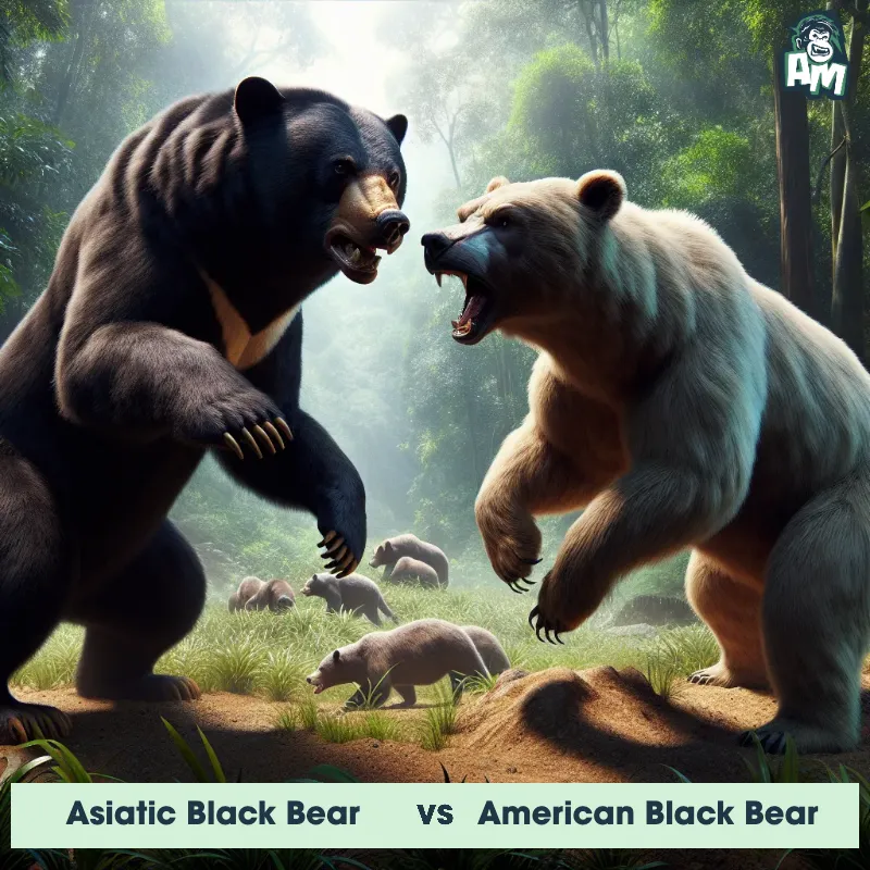 Asiatic Black Bear vs American Black Bear, Fight, Asiatic Black Bear On The Offense - Animal Matchup