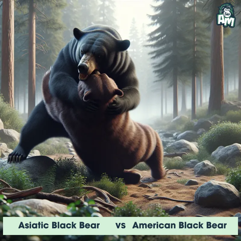 Asiatic Black Bear vs American Black Bear, Wrestling, Asiatic Black Bear On The Offense - Animal Matchup