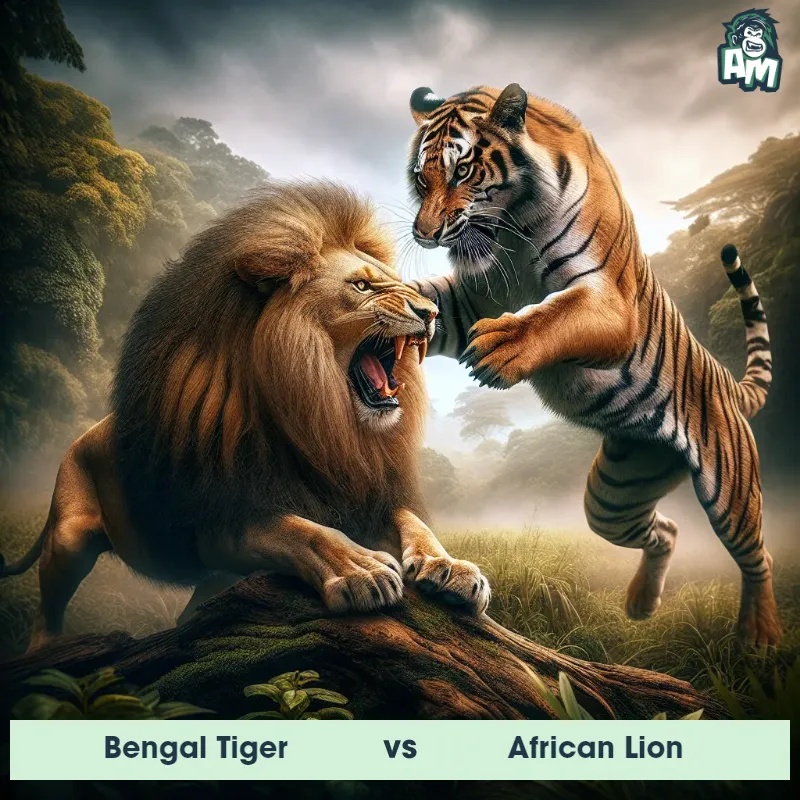 Bengal Tiger vs African Lion, Battle, Bengal Tiger On The Offense - Animal Matchup