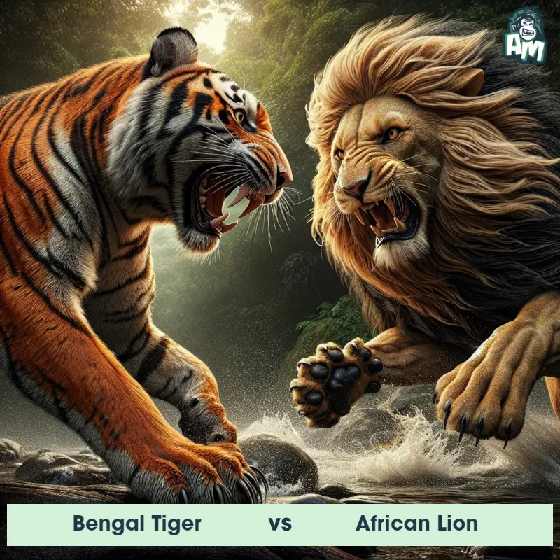 Bengal Tiger vs African Lion, Fight, African Lion On The Offense - Animal Matchup