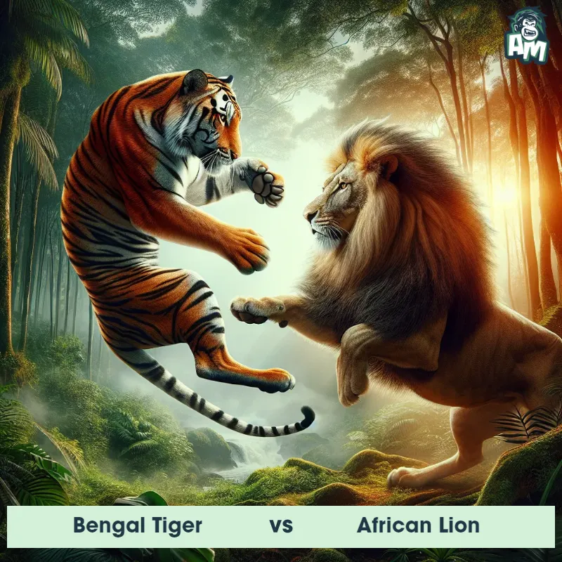 Bengal Tiger vs African Lion, Karate, Bengal Tiger On The Offense - Animal Matchup