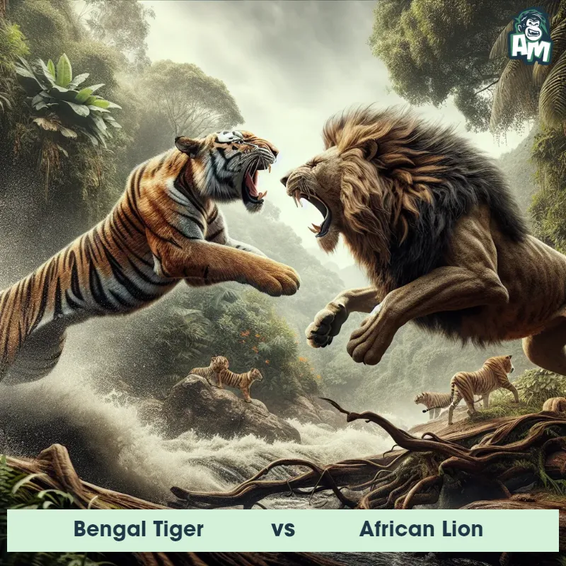 Bengal Tiger vs African Lion, Screaming, African Lion On The Offense - Animal Matchup