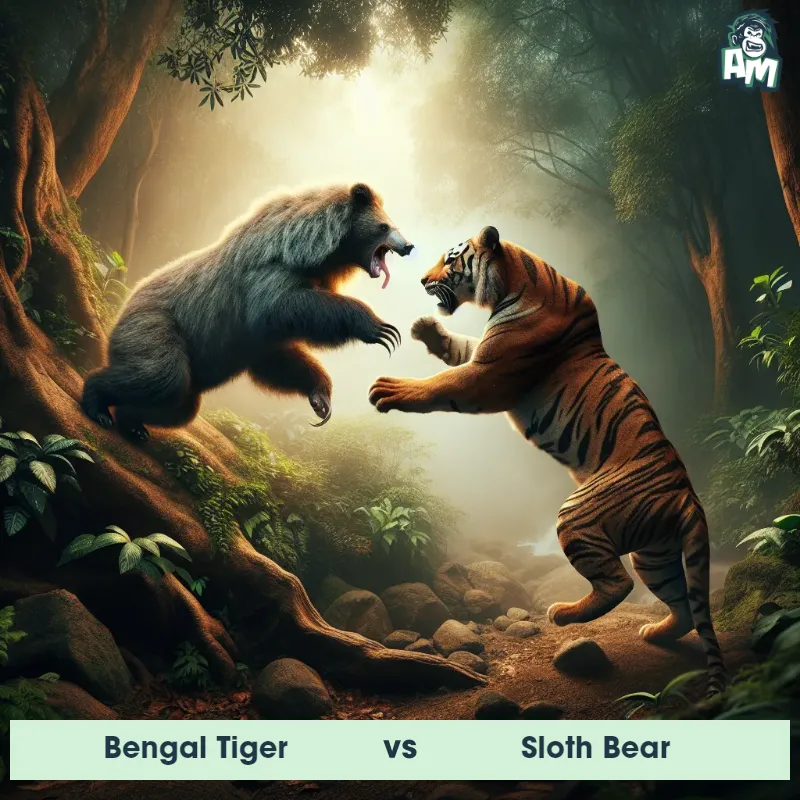 Bengal Tiger vs Sloth Bear, Battle, Sloth Bear On The Offense - Animal Matchup