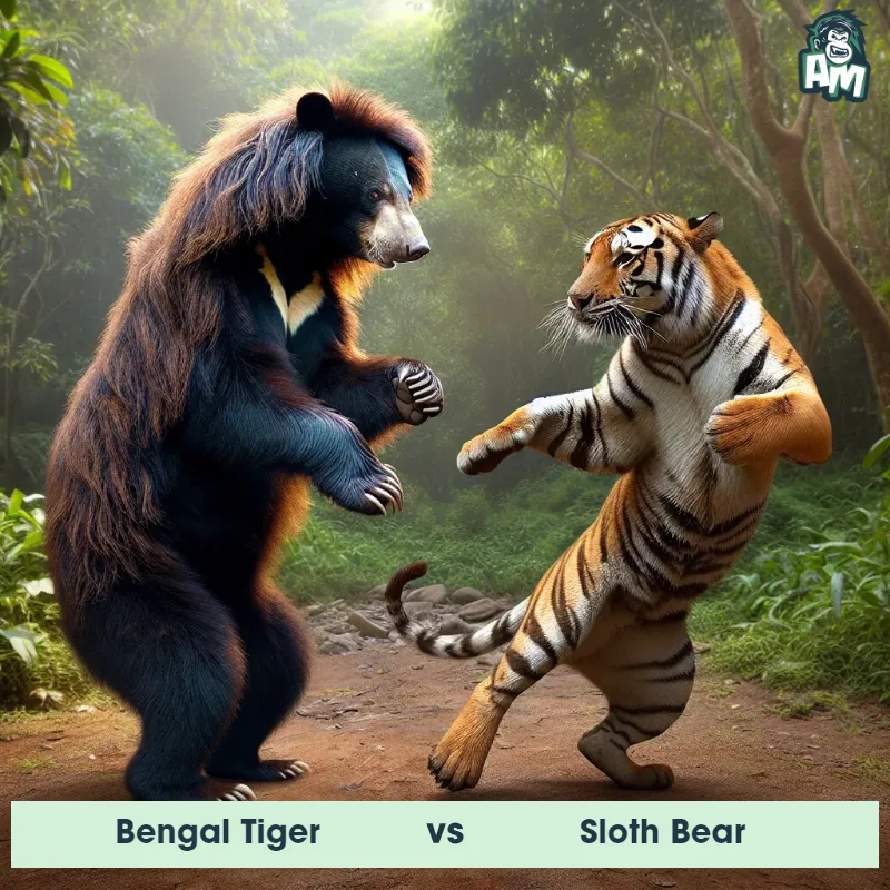 Bengal Tiger vs Sloth Bear, Dance-off, Bengal Tiger On The Offense - Animal Matchup