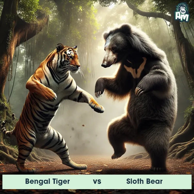 Bengal Tiger vs Sloth Bear, Dance-off, Sloth Bear On The Offense - Animal Matchup