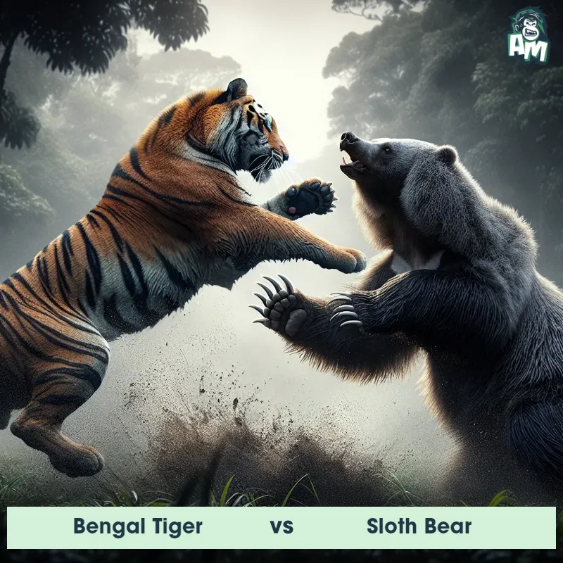 Bengal Tiger vs Sloth Bear, Fight, Sloth Bear On The Offense - Animal Matchup