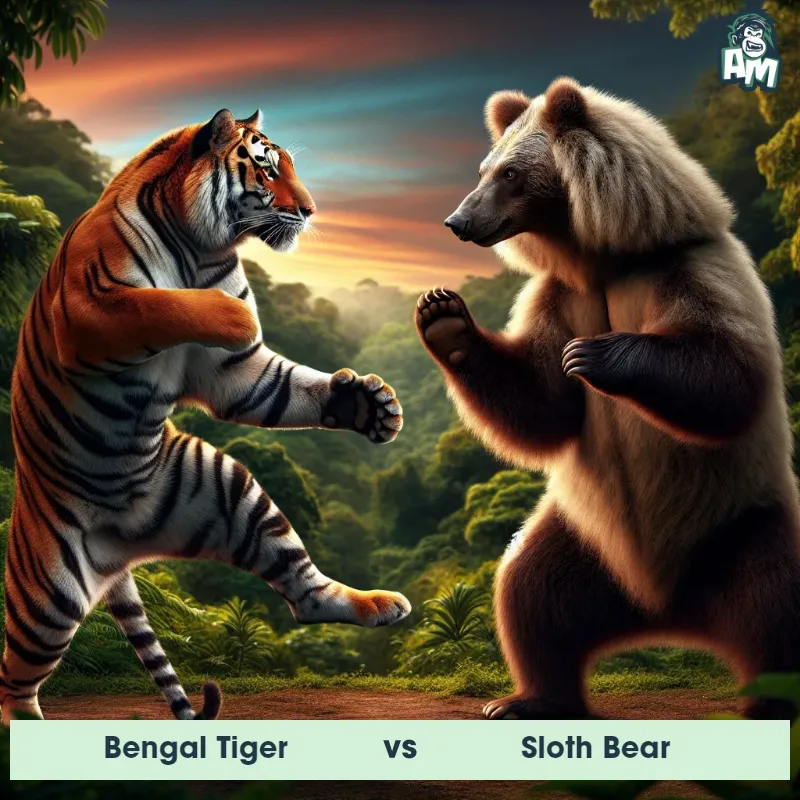 Bengal Tiger vs Sloth Bear, Karate, Bengal Tiger On The Offense - Animal Matchup