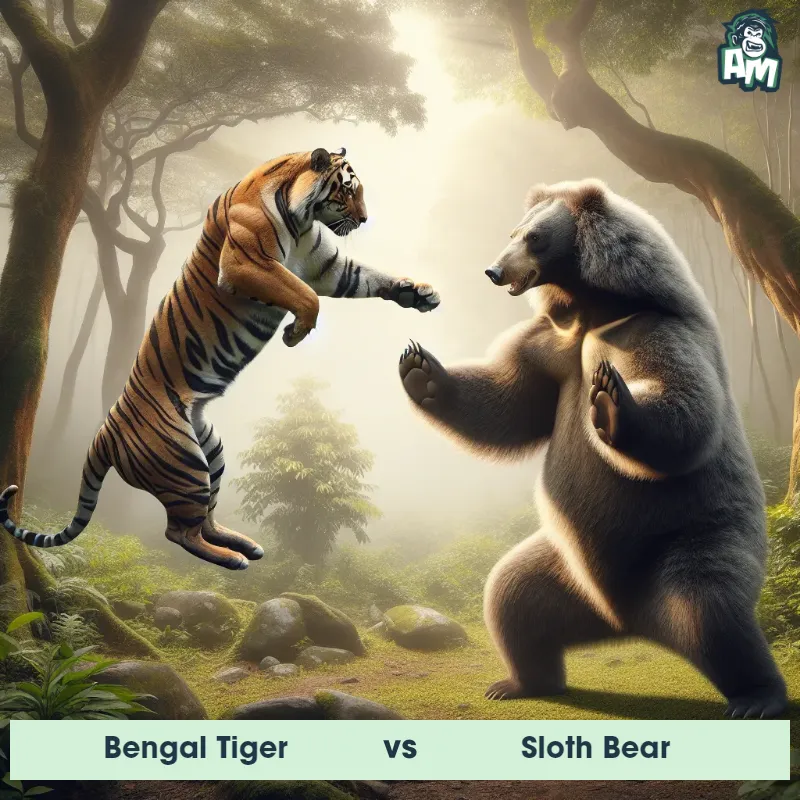 Bengal Tiger vs Sloth Bear, Karate, Sloth Bear On The Offense - Animal Matchup