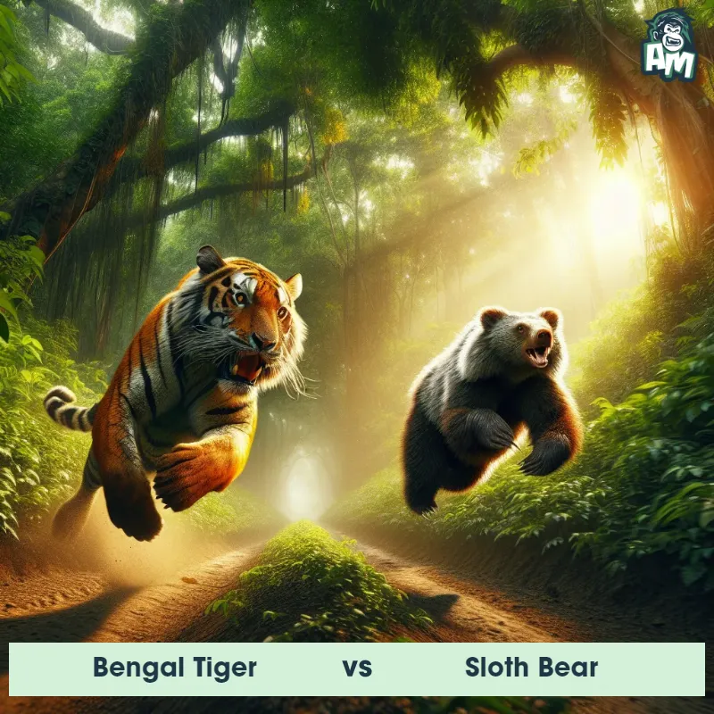 Bengal Tiger vs Sloth Bear, Race, Bengal Tiger On The Offense - Animal Matchup