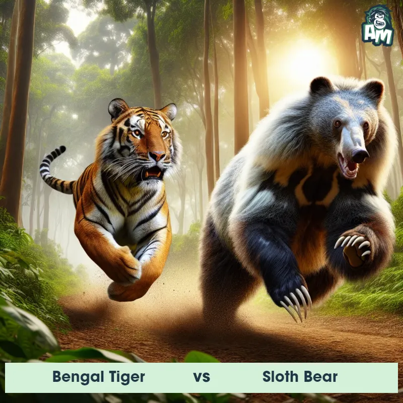 Bengal Tiger vs Sloth Bear, Race, Sloth Bear On The Offense - Animal Matchup