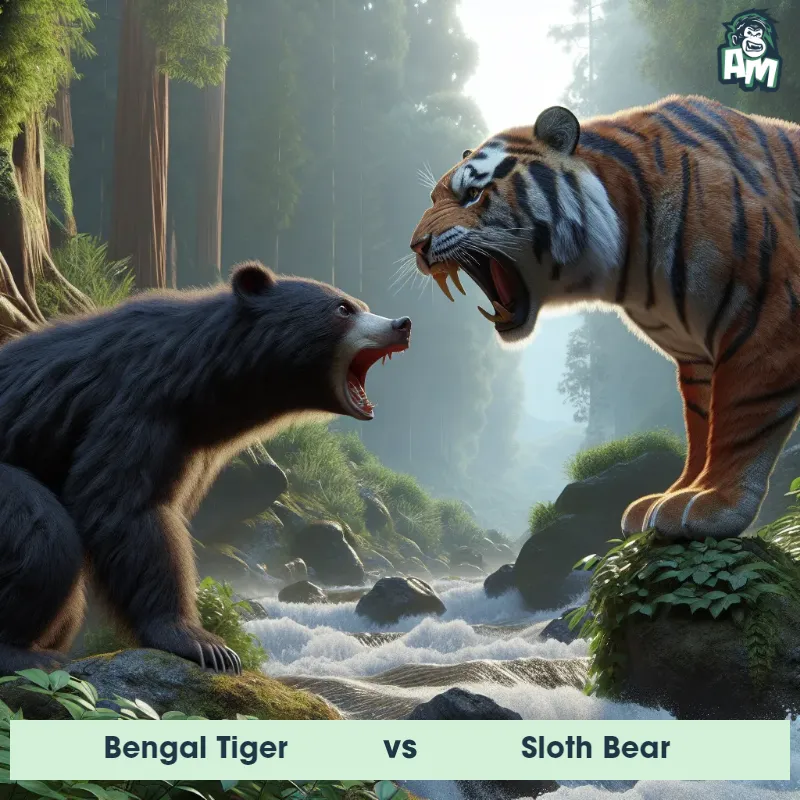 Bengal Tiger vs Sloth Bear, Screaming, Sloth Bear On The Offense - Animal Matchup