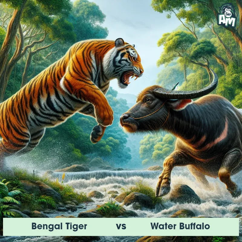 Bengal Tiger vs Water Buffalo, Battle, Bengal Tiger On The Offense - Animal Matchup