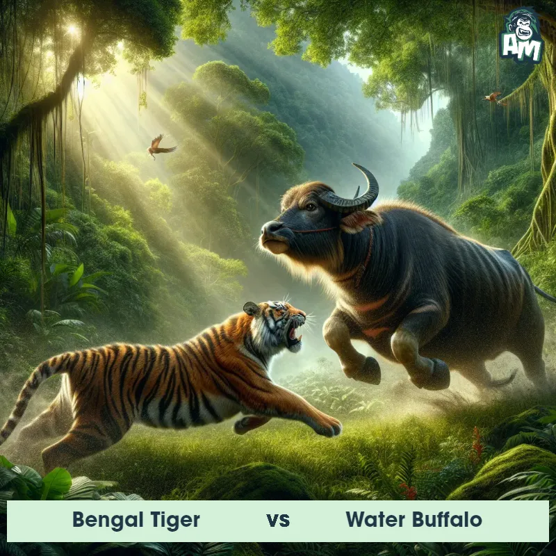 Bengal Tiger vs Water Buffalo, Battle, Water Buffalo On The Offense - Animal Matchup