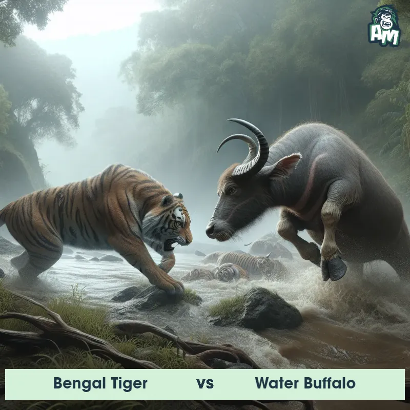 Bengal Tiger vs Water Buffalo, Fight, Water Buffalo On The Offense - Animal Matchup