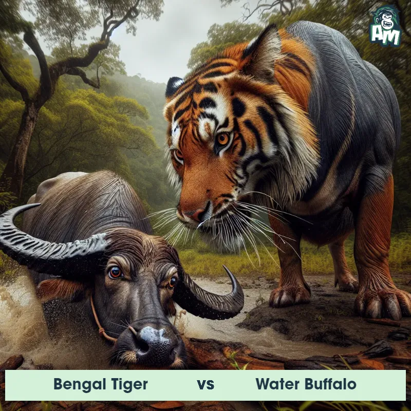 Bengal Tiger vs Water Buffalo, Wrestling, Bengal Tiger On The Offense - Animal Matchup