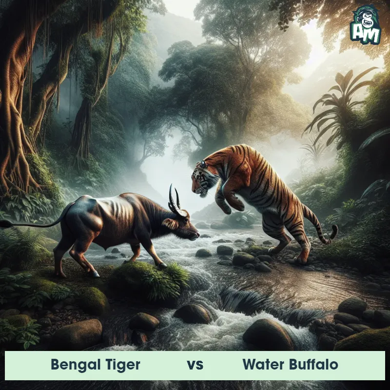 Bengal Tiger vs Water Buffalo, Wrestling, Water Buffalo On The Offense - Animal Matchup