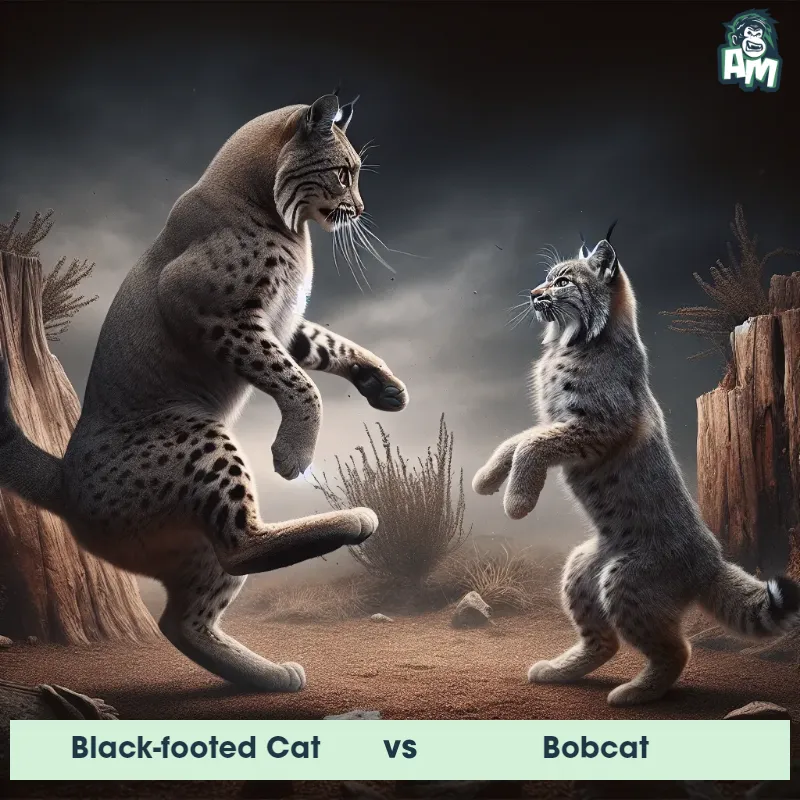 Black-footed Cat vs Bobcat, Dance-off, Black-footed Cat On The Offense - Animal Matchup