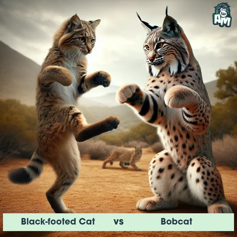 Black-footed Cat vs Bobcat, Karate, Black-footed Cat On The Offense - Animal Matchup