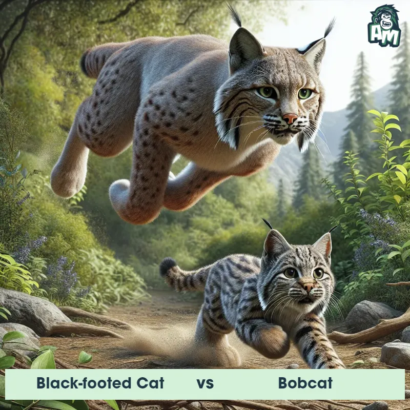 Black-footed Cat vs Bobcat, Race, Bobcat On The Offense - Animal Matchup
