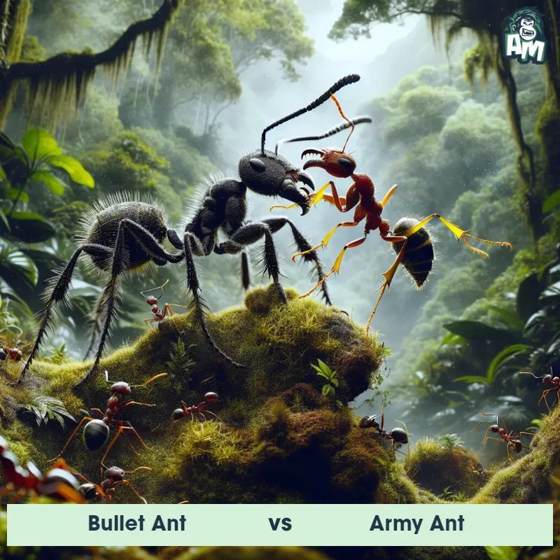 Bullet Ant vs Army Ant, Chase, Army Ant On The Offense - Animal Matchup