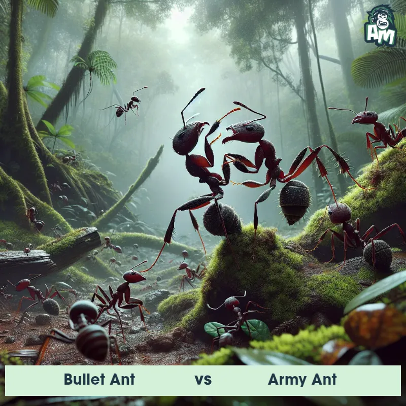 Bullet Ant vs Army Ant, Fight, Bullet Ant On The Offense - Animal Matchup