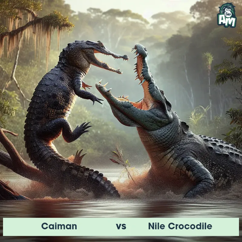 Caiman vs Nile Crocodile, Fight, Nile Crocodile On The Offense - Animal Matchup