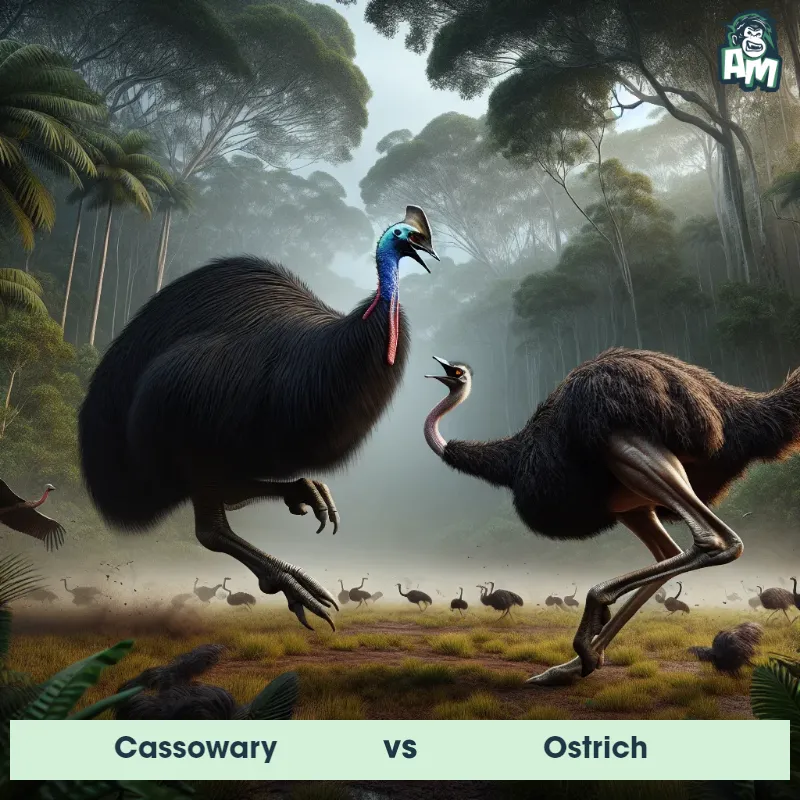 Cassowary vs Ostrich, Battle, Ostrich On The Offense - Animal Matchup