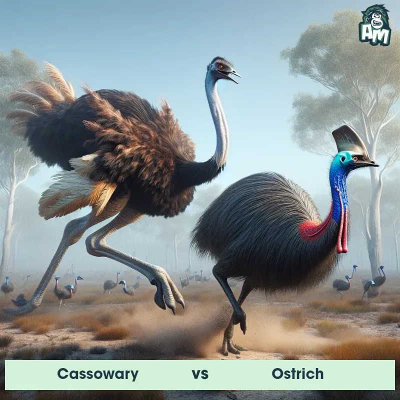 Cassowary vs Ostrich, Chase, Ostrich On The Offense - Animal Matchup