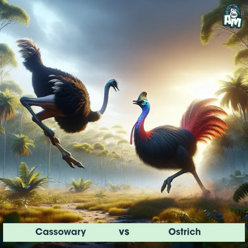 Cassowary vs Ostrich, Fight, Ostrich On The Offense - Animal Matchup
