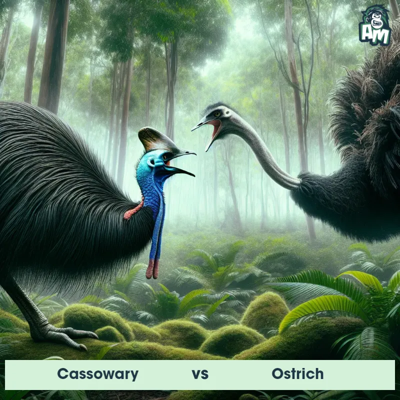 Cassowary vs Ostrich, Screaming, Ostrich On The Offense - Animal Matchup