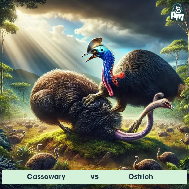 Cassowary vs Ostrich, Wrestling, Cassowary On The Offense - Animal Matchup