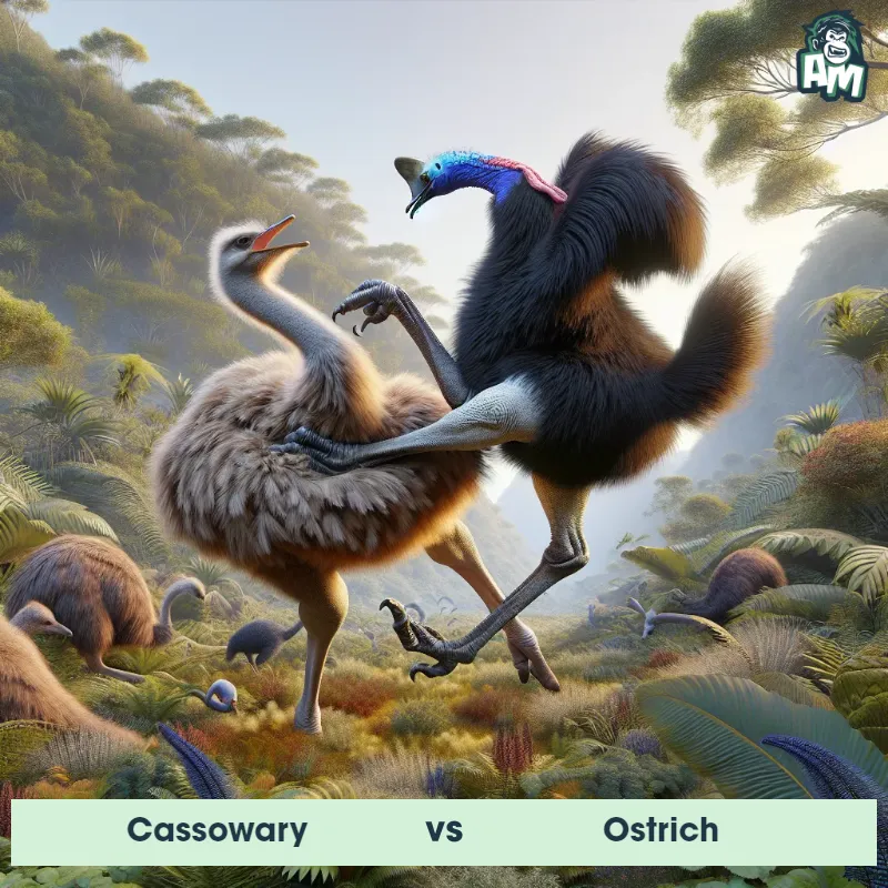 Cassowary vs Ostrich, Wrestling, Ostrich On The Offense - Animal Matchup