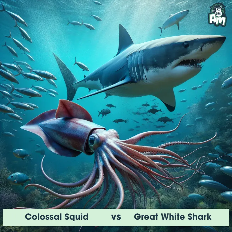 Colossal Squid vs Great White Shark, Race, Great White Shark On The Offense - Animal Matchup