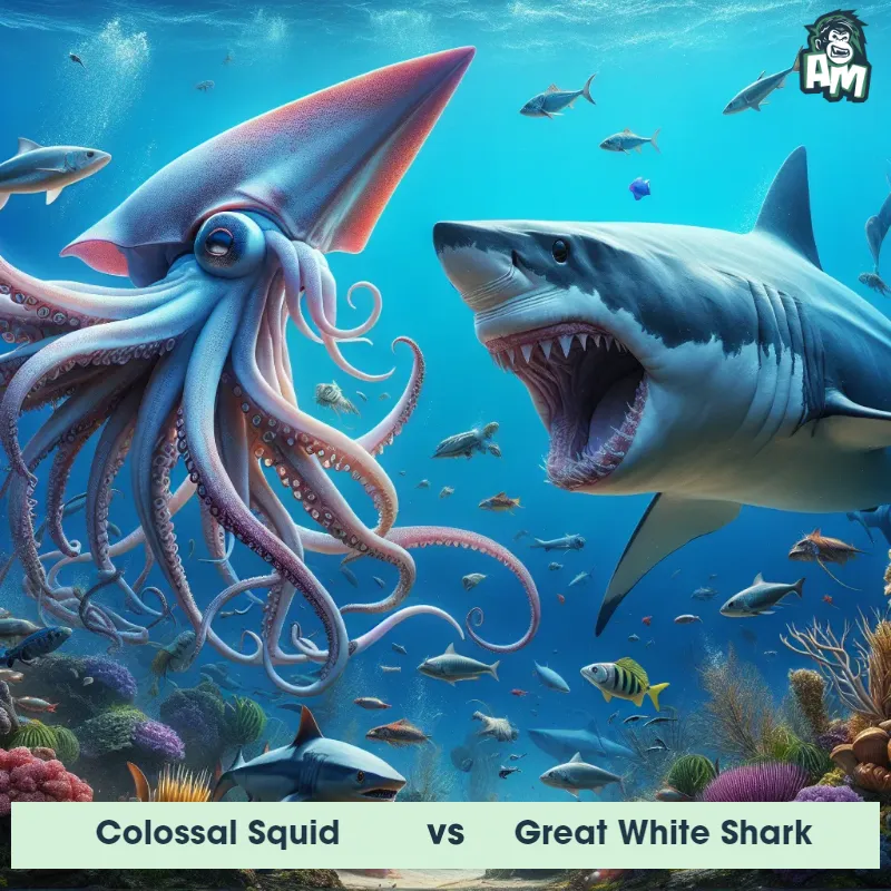 Colossal Squid vs Great White Shark, Screaming, Colossal Squid On The Offense - Animal Matchup