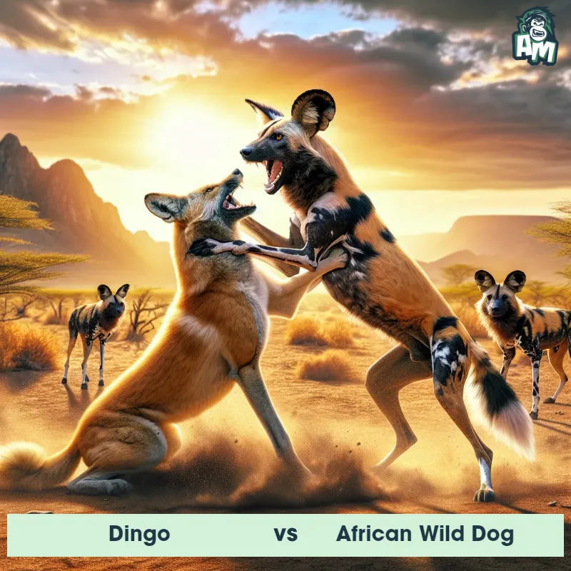 Dingo vs African Wild Dog, Wrestling, Dingo On The Offense - Animal Matchup