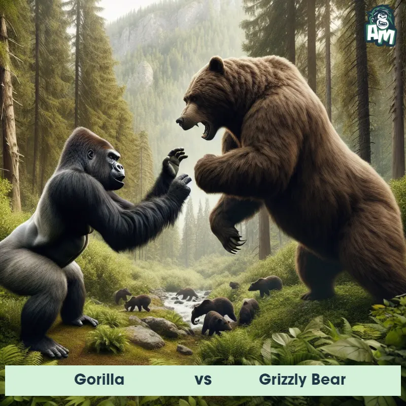 Gorilla vs Grizzly Bear, Battle, Gorilla On The Offense - Animal Matchup