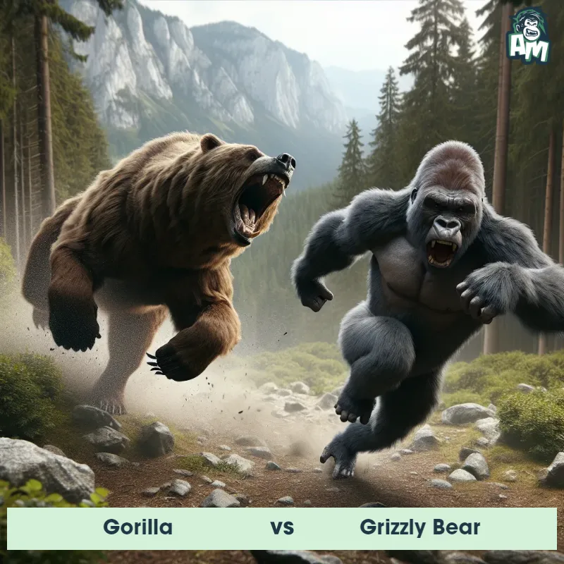 Gorilla vs Grizzly Bear, Chase, Grizzly Bear On The Offense - Animal Matchup