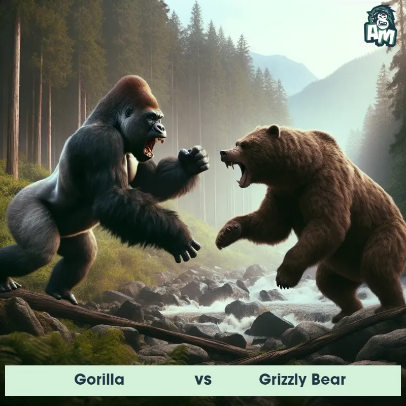 Gorilla vs Grizzly Bear, Fight, Gorilla On The Offense - Animal Matchup
