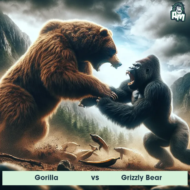 Gorilla vs Grizzly Bear, Fight, Grizzly Bear On The Offense - Animal Matchup