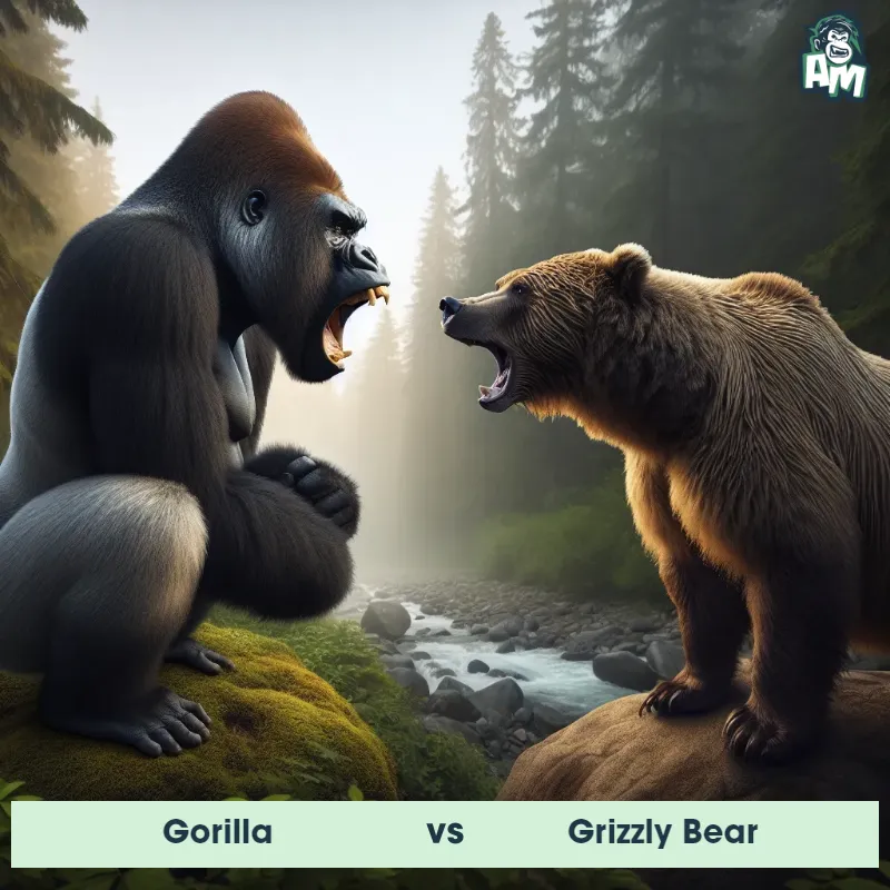 Gorilla vs Grizzly Bear, Screaming, Gorilla On The Offense - Animal Matchup