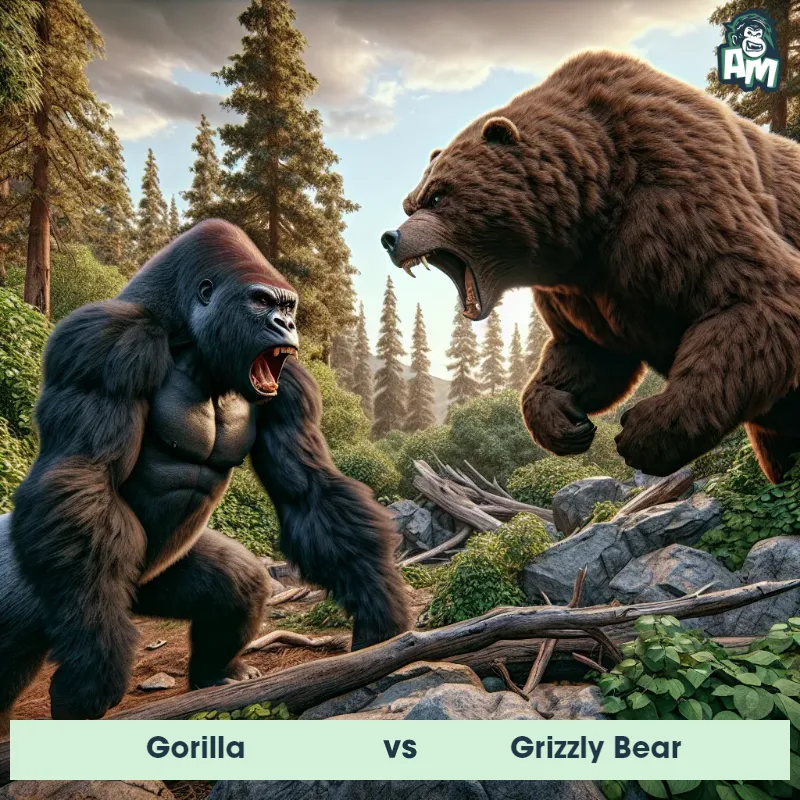 Gorilla vs Grizzly Bear, Screaming, Grizzly Bear On The Offense - Animal Matchup