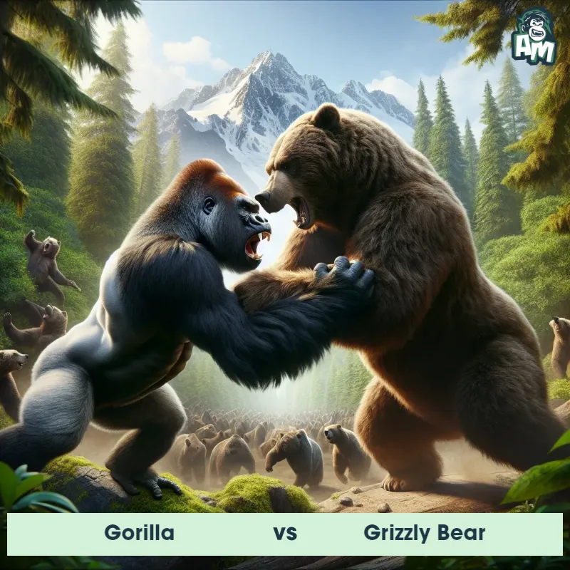 Gorilla vs Grizzly Bear, Wrestling, Gorilla On The Offense - Animal Matchup