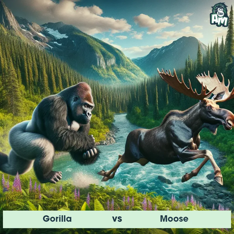Gorilla vs Moose, Chase, Gorilla On The Offense - Animal Matchup