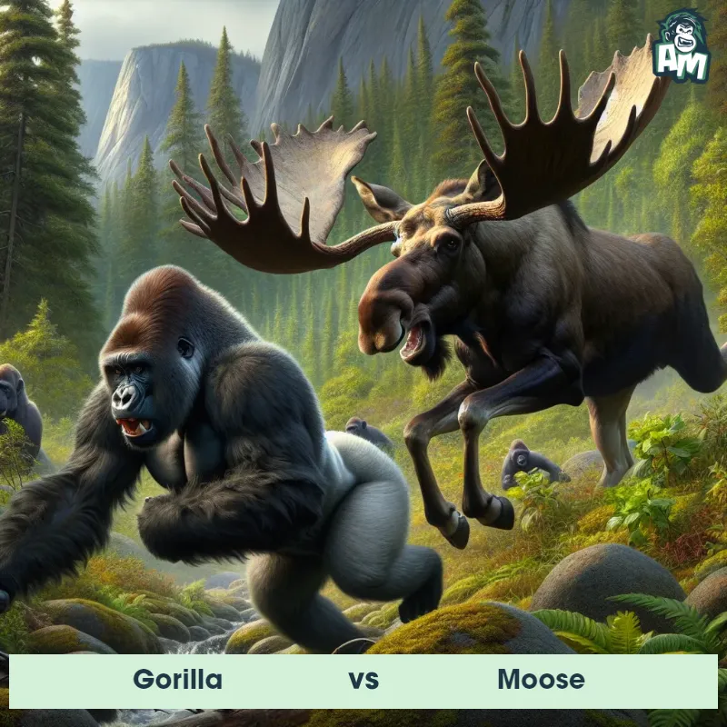 Gorilla vs Moose, Chase, Moose On The Offense - Animal Matchup