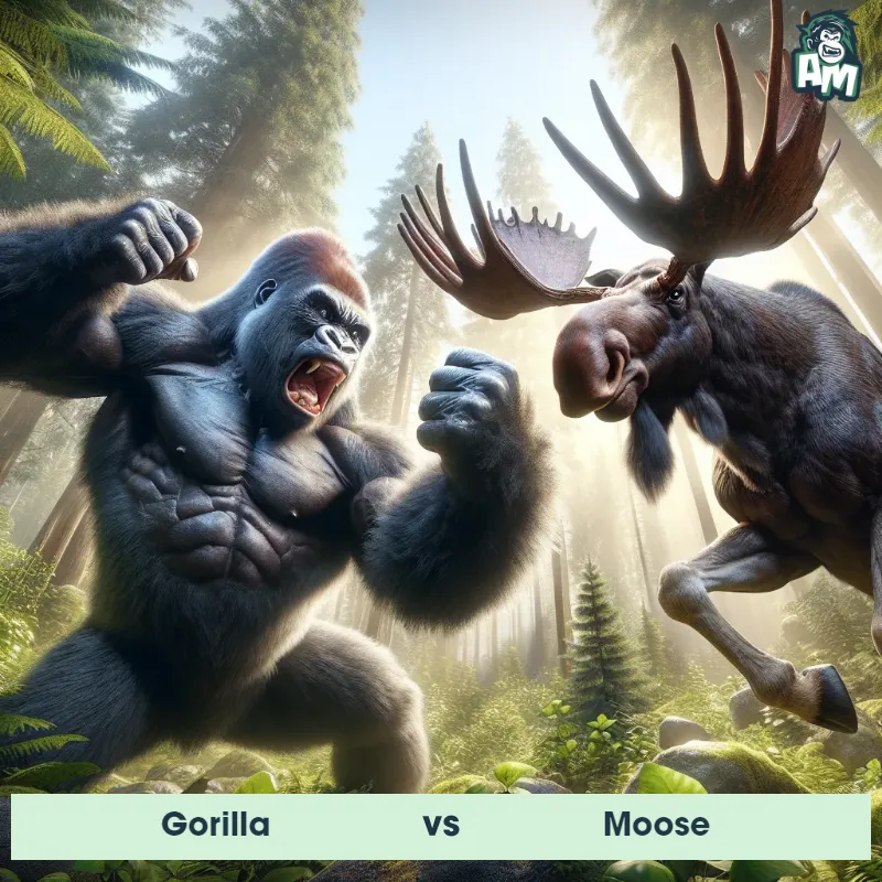 Gorilla vs Moose, Fight, Gorilla On The Offense - Animal Matchup
