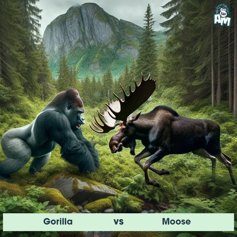 Gorilla vs Moose, Fight, Moose On The Offense - Animal Matchup
